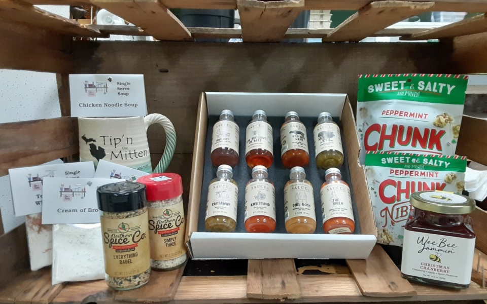 Chunk Nibble, Grand Traverse Sauce, Northern Spice Co, Wee Bee Jammin’, Pams Pantry, Whitefeather Studio